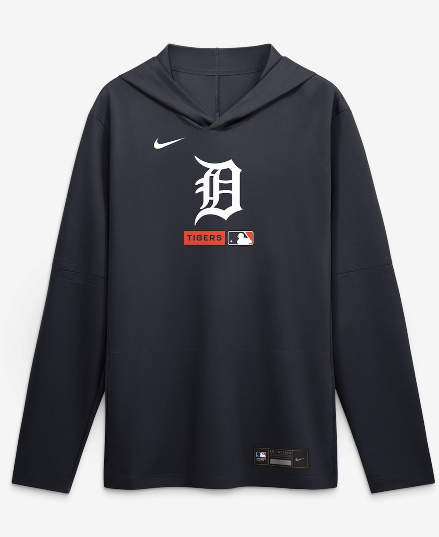 Мужская футболка Nike Navy Detroit Tigers Authentic Collection Dri-FIT Long Sleeve Hooded — фото 1