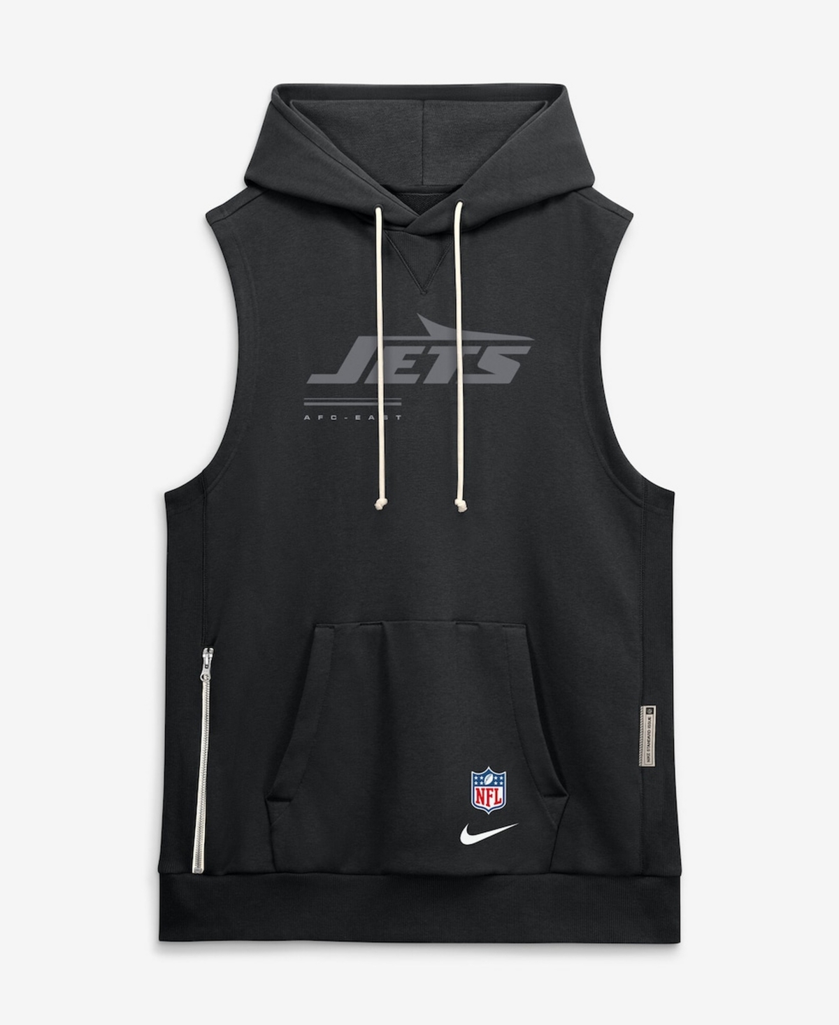 Nike Men's Black New York Jets Sideline Standard Issue Dri-fit Sleeveless Hoodie