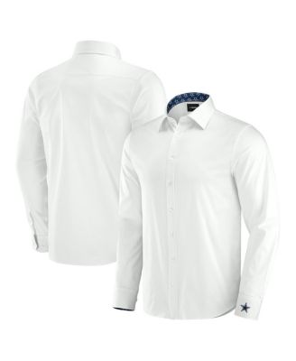 Men's White Dallas Cowboys Man-In-Motion Long Sleeve Button-Up Dress Shirt