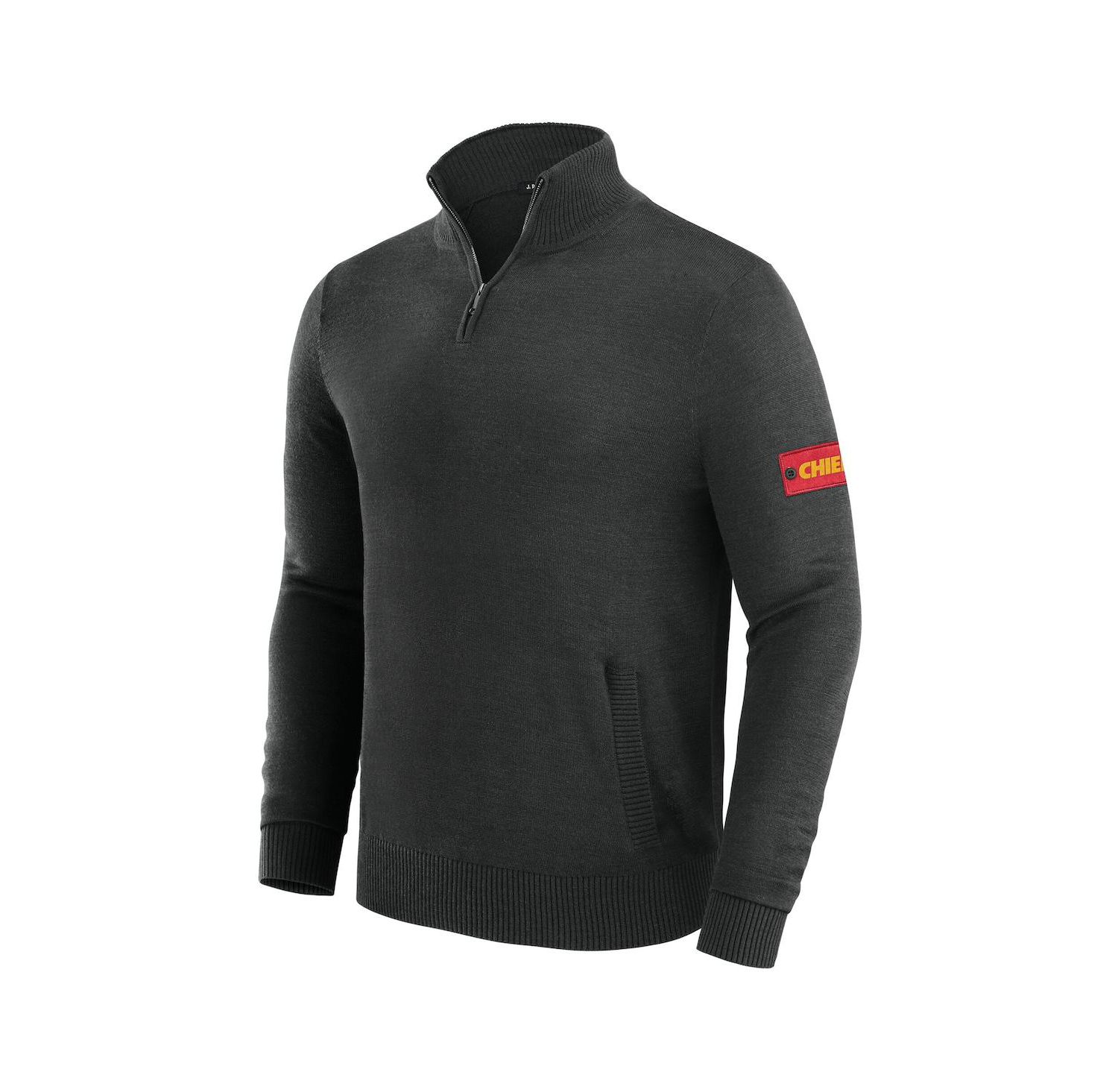 Men's Black Kansas City Chiefs Franchise Quarter-Zip Sweater