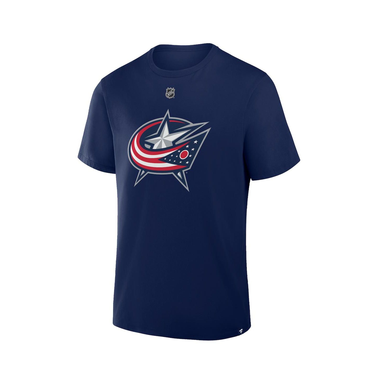 Мужские куртки Fanatics Adam Fantilli Navy Columbus Blue Jackets Authentic Stack Name & Number T-Shirt — фото 2