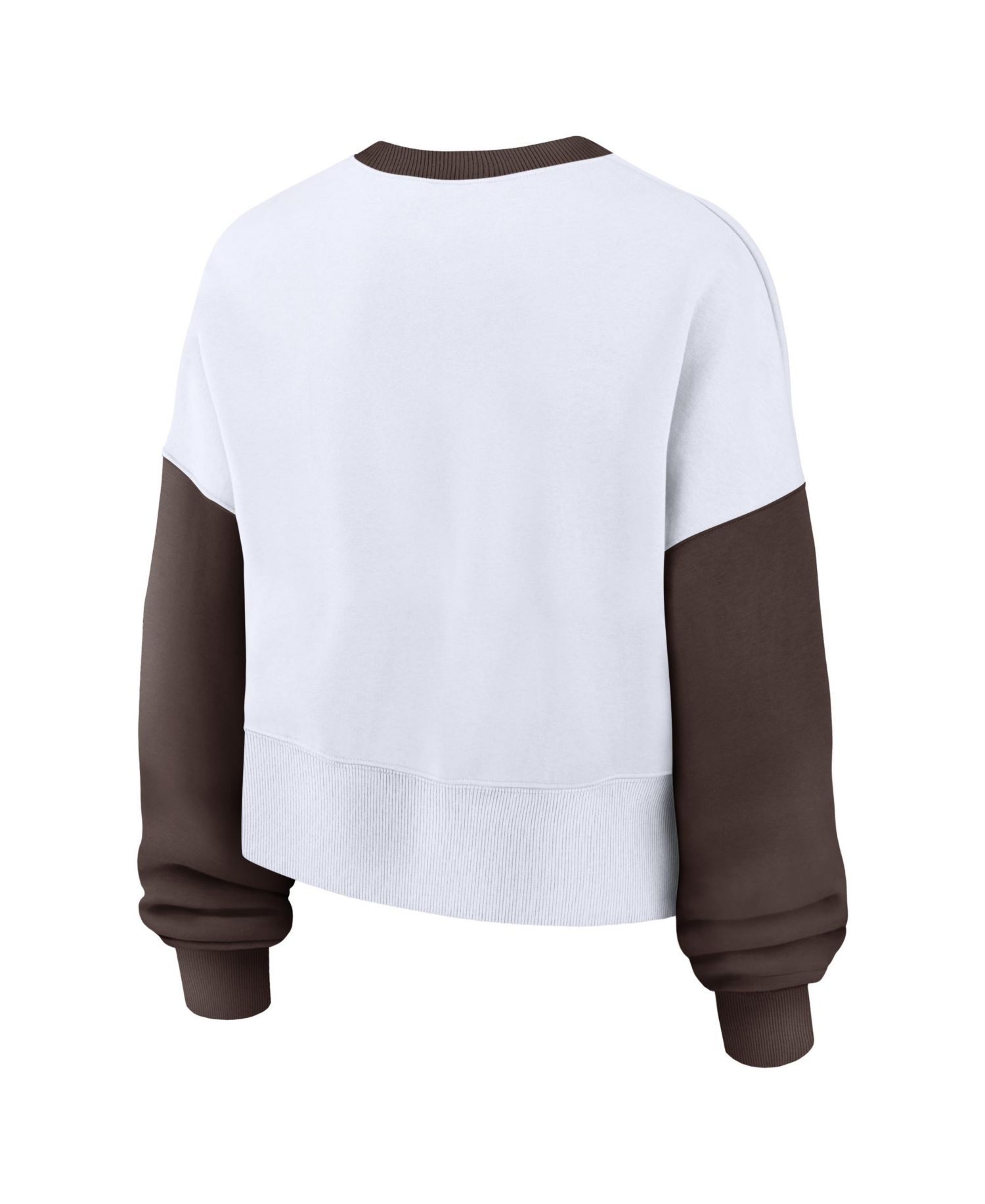 Women's White/Brown San Diego Padres Oversized High Hip Fleece Sweatshirt