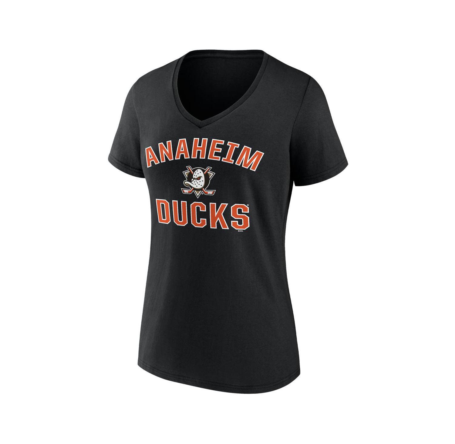 Women's Black Anaheim Ducks Arch Victory V-Neck T-Shirt