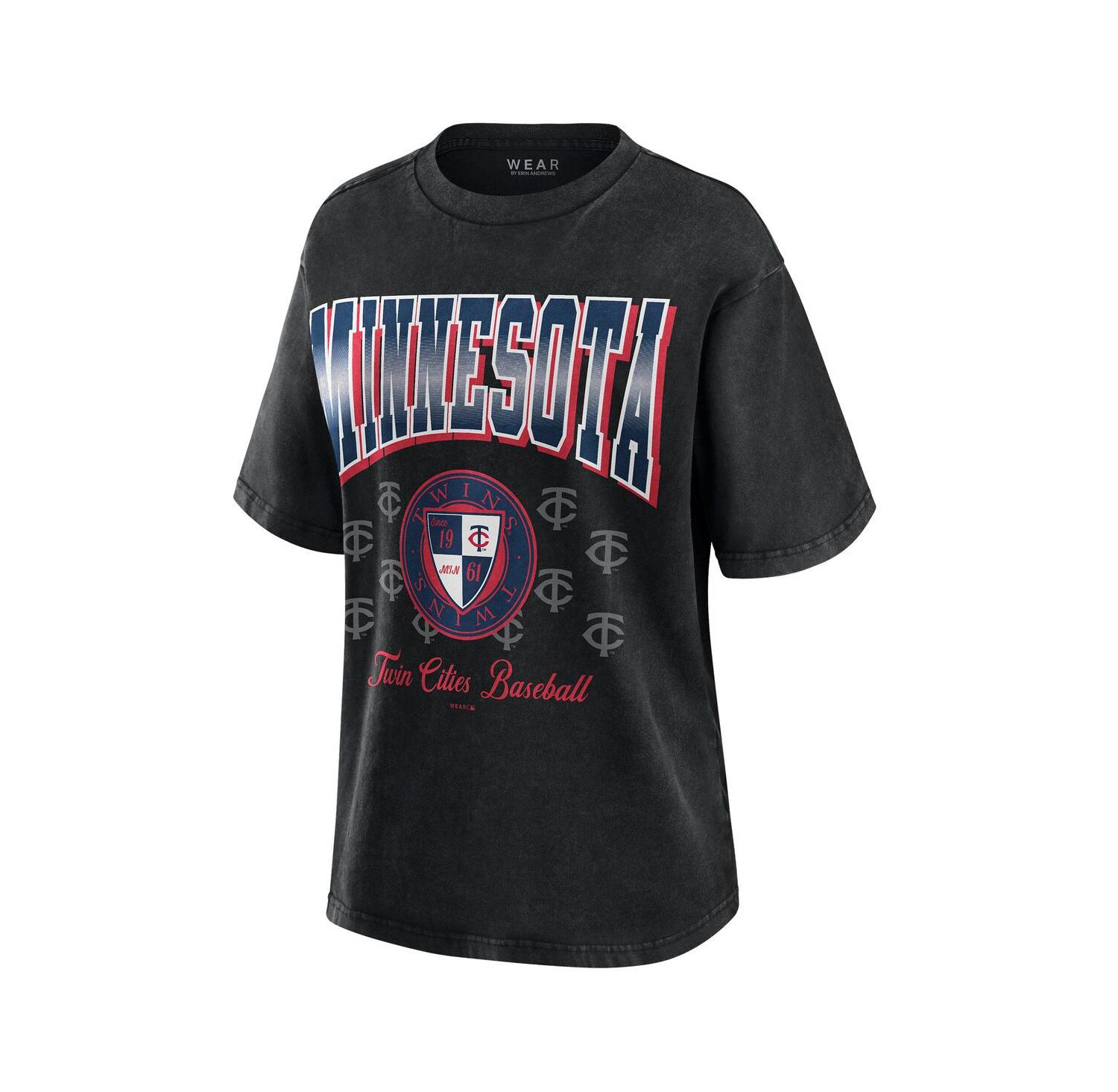 Women's Black Minnesota Twins Oversized Boyfriend T-Shirt