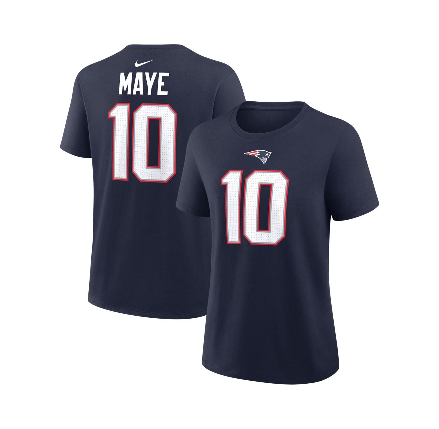 Women's Drake Maye Navy New England Patriots Player Name & Number T-Shirt