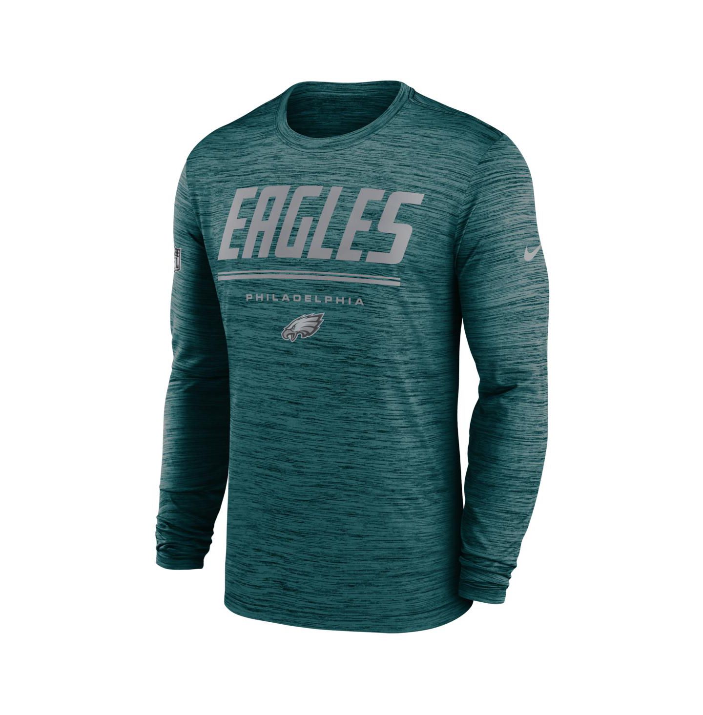Мужская футболка Nike Midnight Green Philadelphia Eagles Sideline Offensive Transition Velocity Dri-FIT Long Sleeve — фото 2