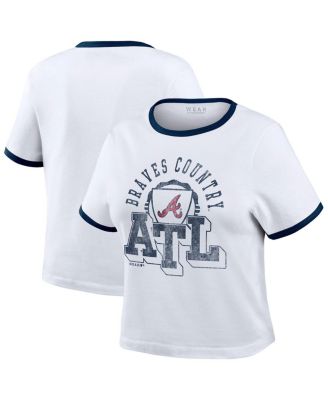 Women's White Atlanta Braves Ringer Baby T-Shirt