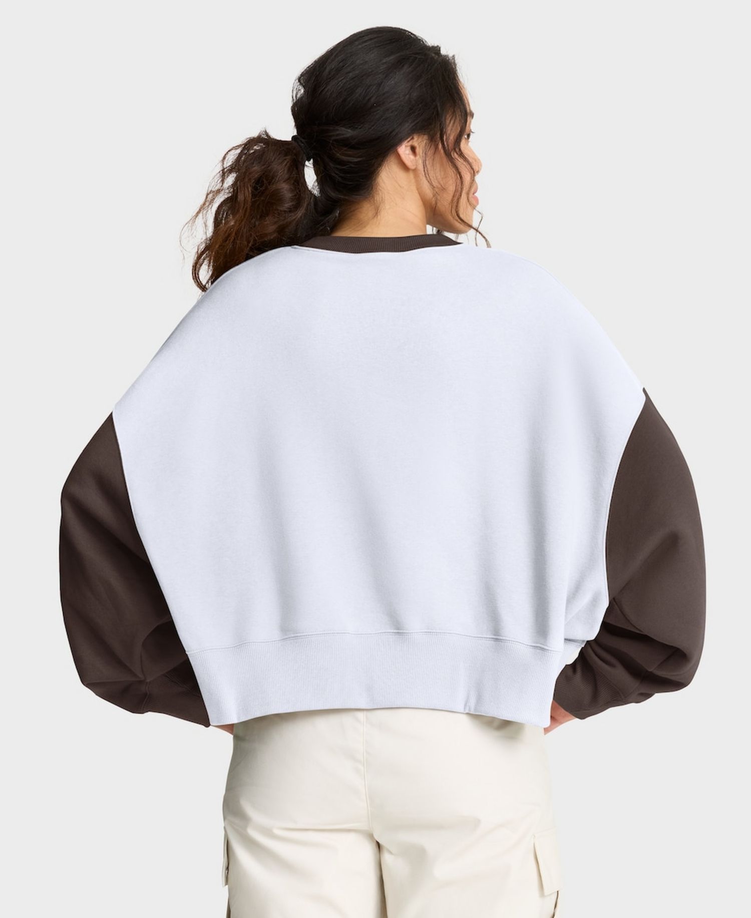 Women's White/Brown San Diego Padres Oversized High Hip Fleece Sweatshirt