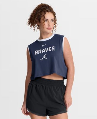 Women's Navy Atlanta Braves Primetime Loose Dri-FIT Cropped Tank Top