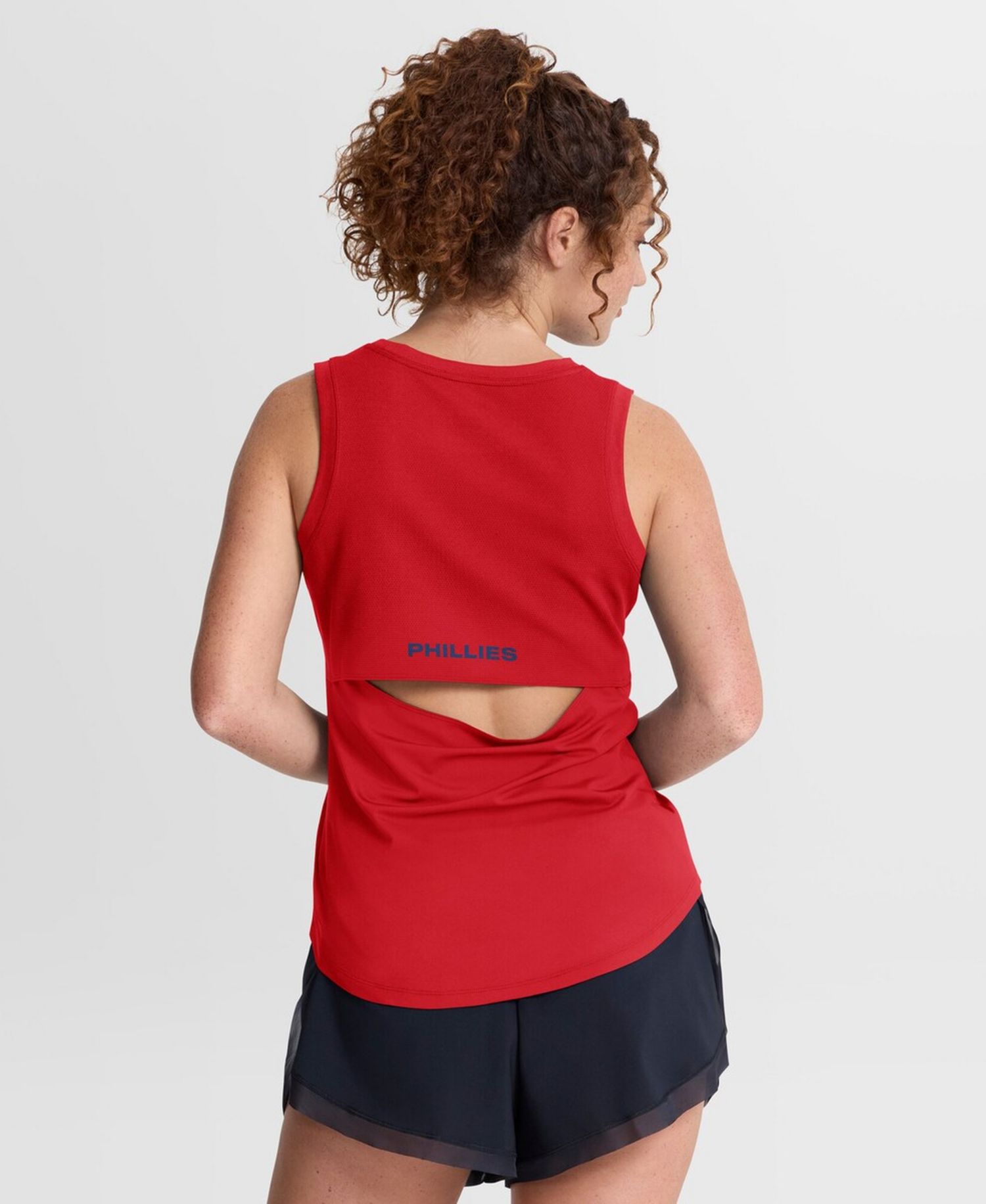 Women's Red Philadelphia Phillies Draped Mesh Back Performance Tank Top