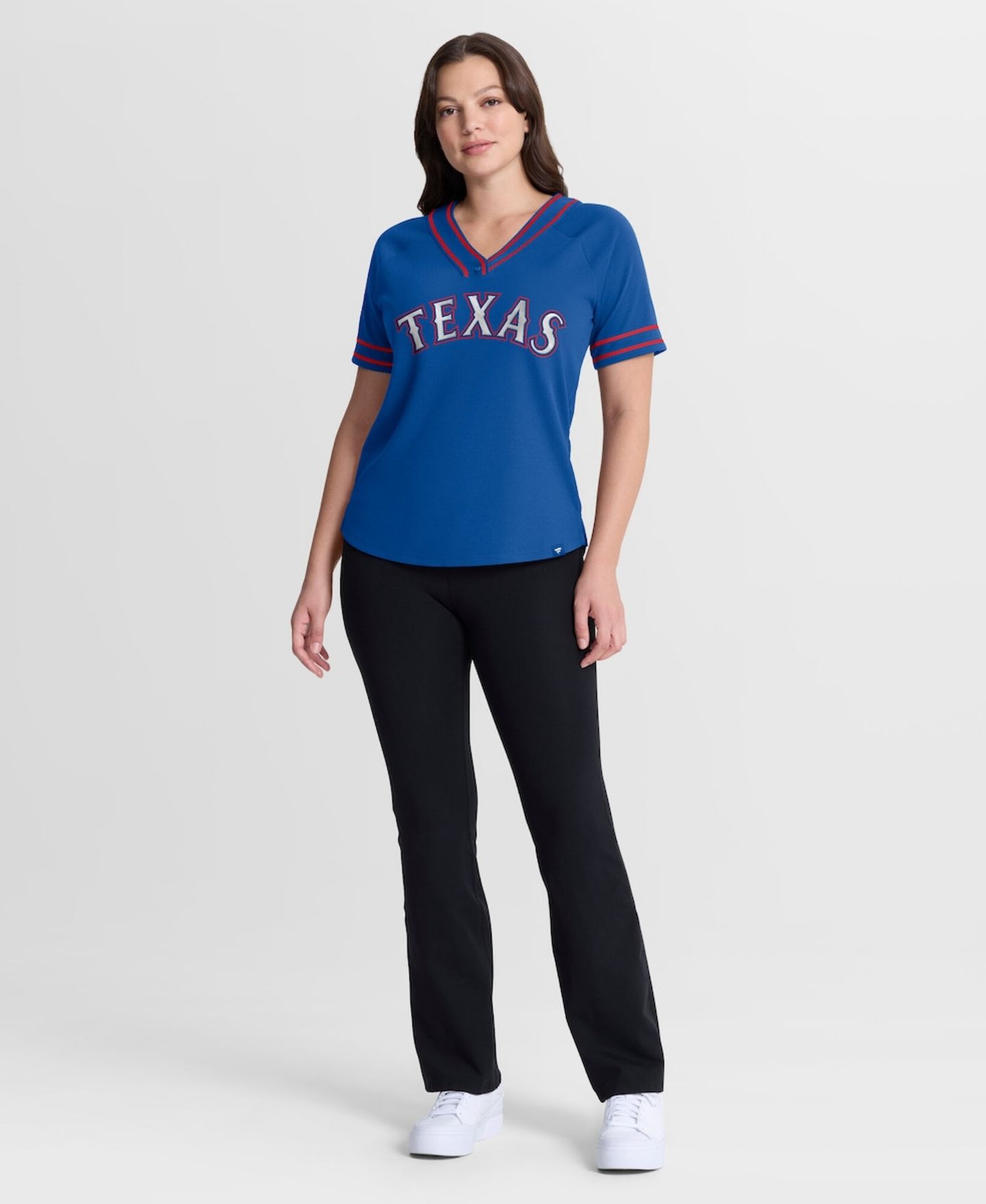 Женская футболка Fanatics Royal Texas Rangers Diva Race Ahead Raglan V-Neck — фото 5