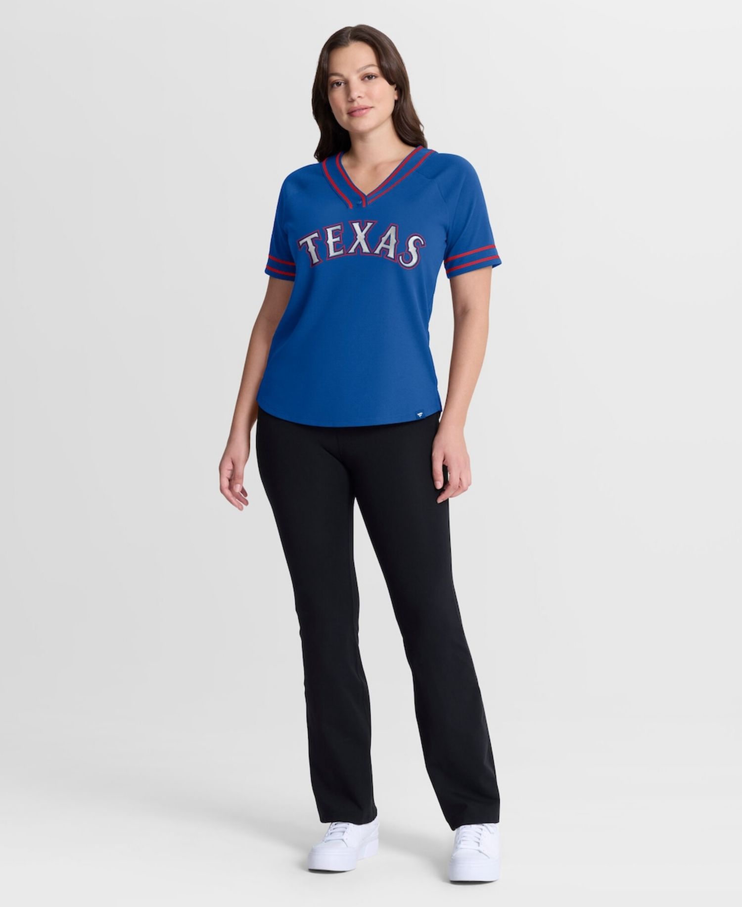Women's Royal Texas Rangers Diva Race Ahead Raglan V-Neck T-Shirt