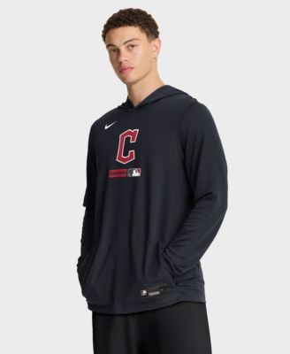 Men's Navy Cleveland Guardians Authentic Collection Dri-FIT Long Sleeve Hooded T-Shirt