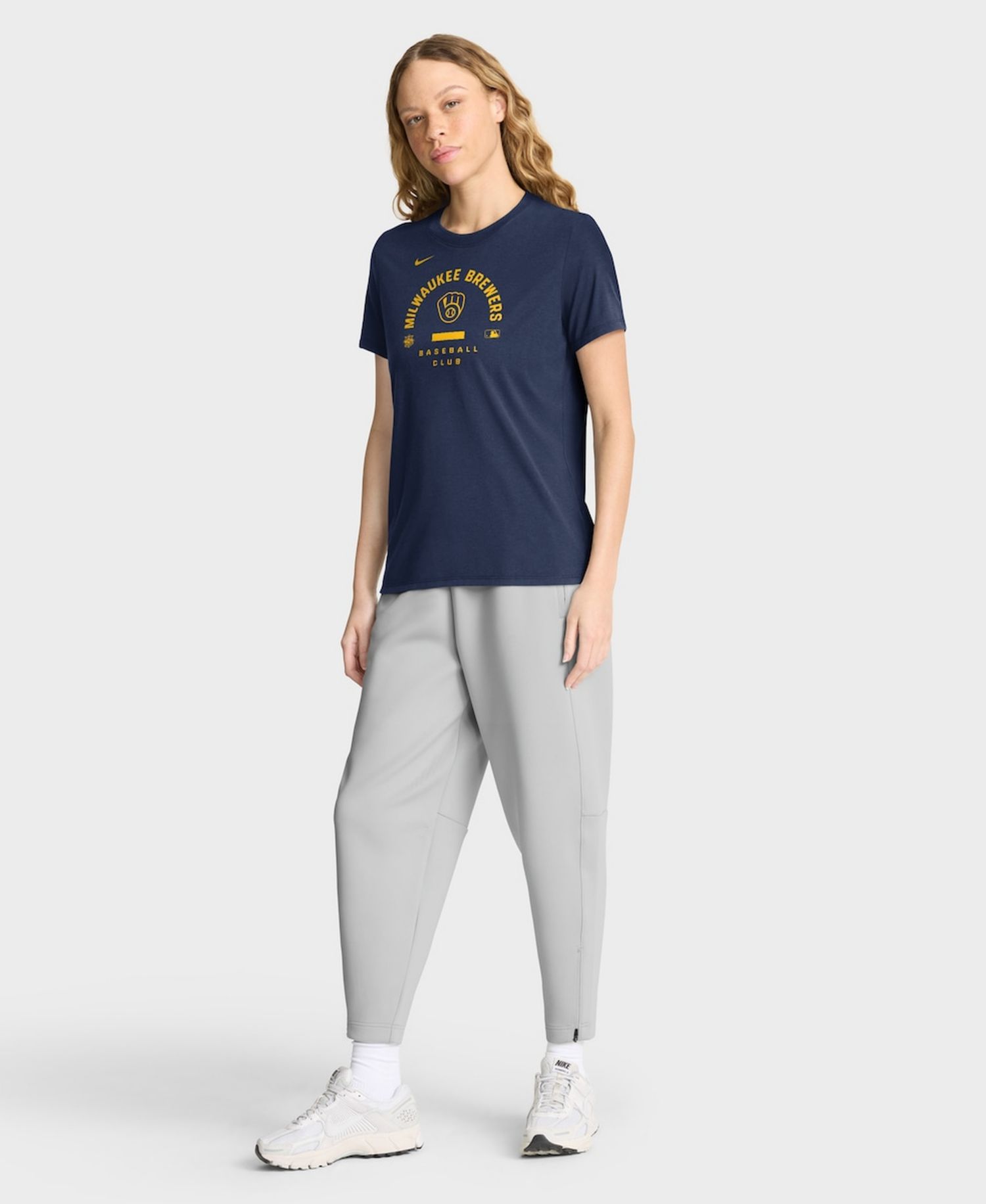 Women's Navy Milwaukee Brewers Authentic Collection Early Work Tri-Blend Dri-FIT T-Shirt