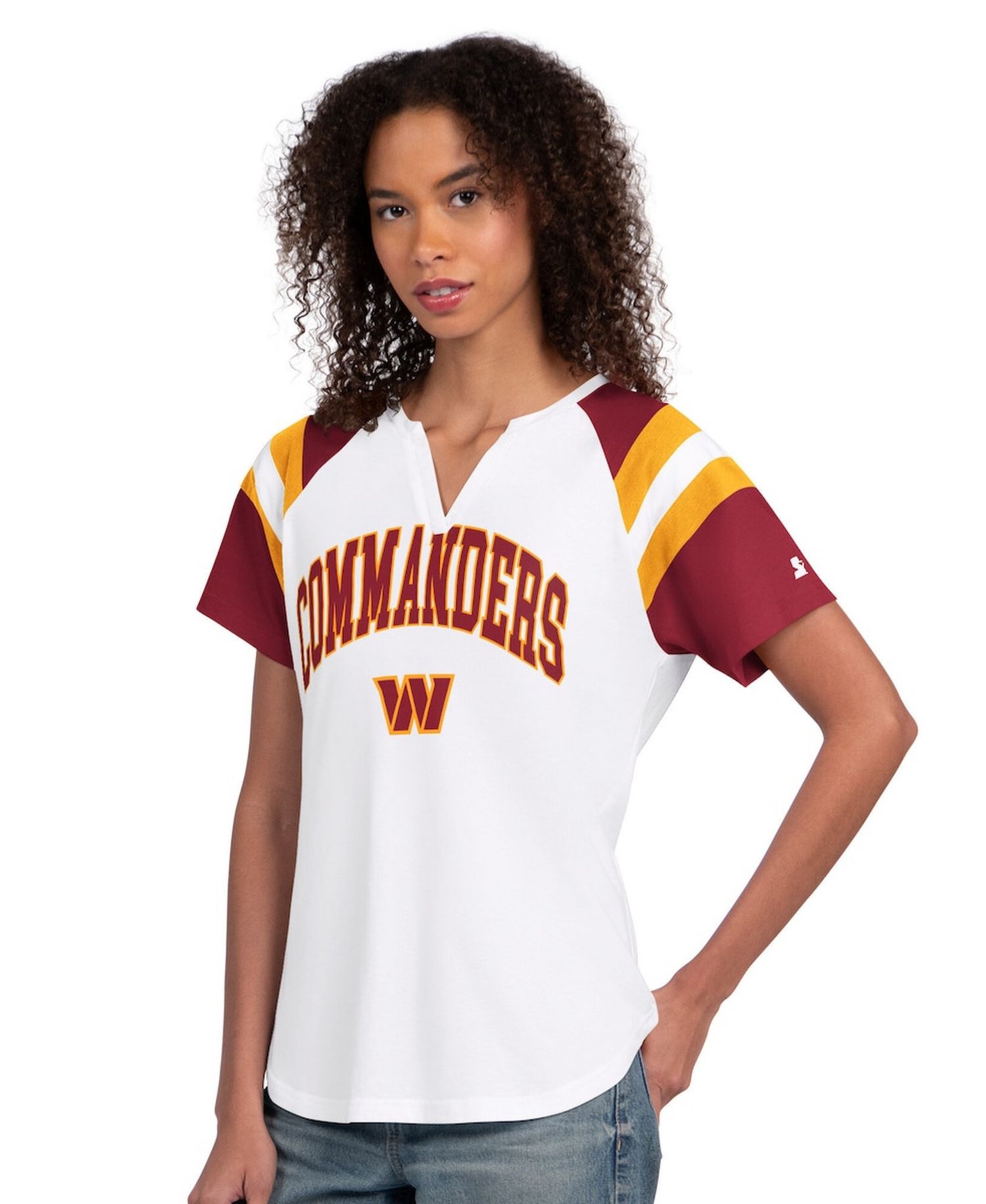 Women's White Washington Commanders Game On Notch Neck T-Shirt