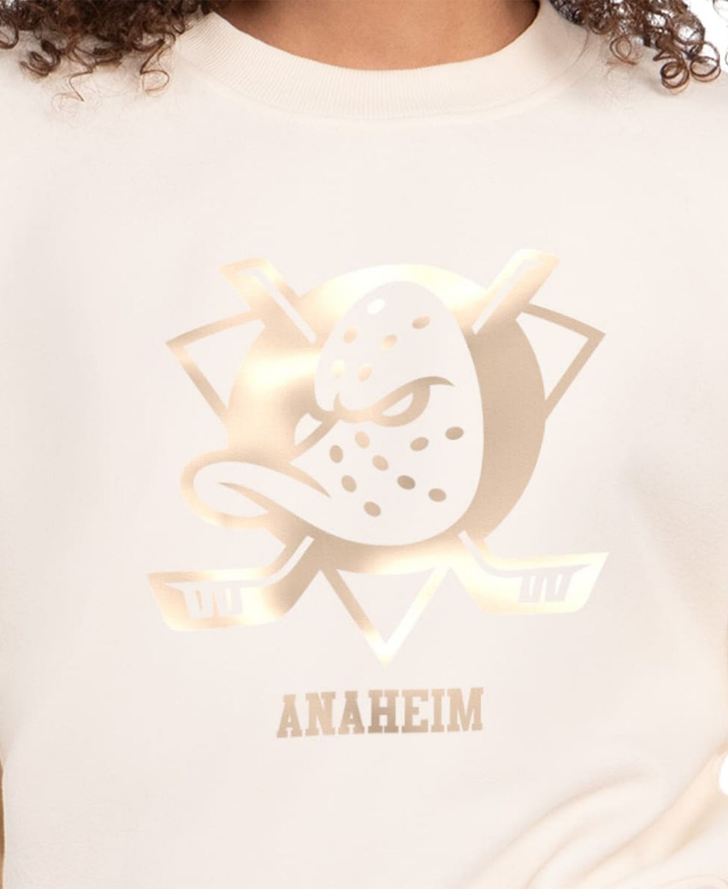 Women's Cream Anaheim Ducks Boxy Cropped Sweatshirt
