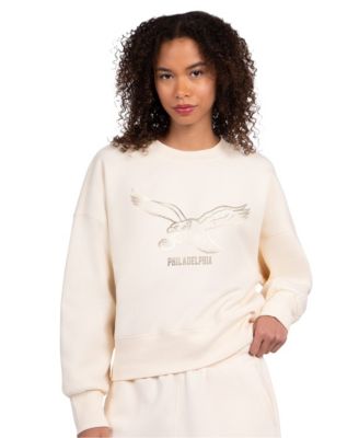Women's Cream Philadelphia Eagles Travel Pastels Boxy Fleece Sweatshirt