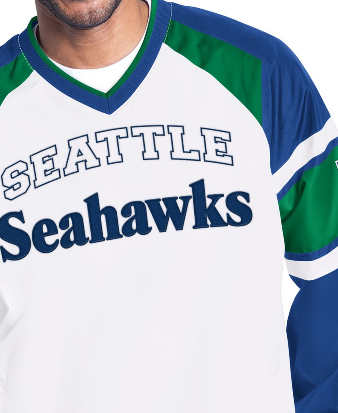 Мужская куртка Starter White Seattle Seahawks Infield Play Raglan Pullover — фото 3