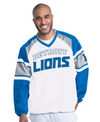 Men's White Detroit Lions Infield Play Raglan Pullover Jacket
