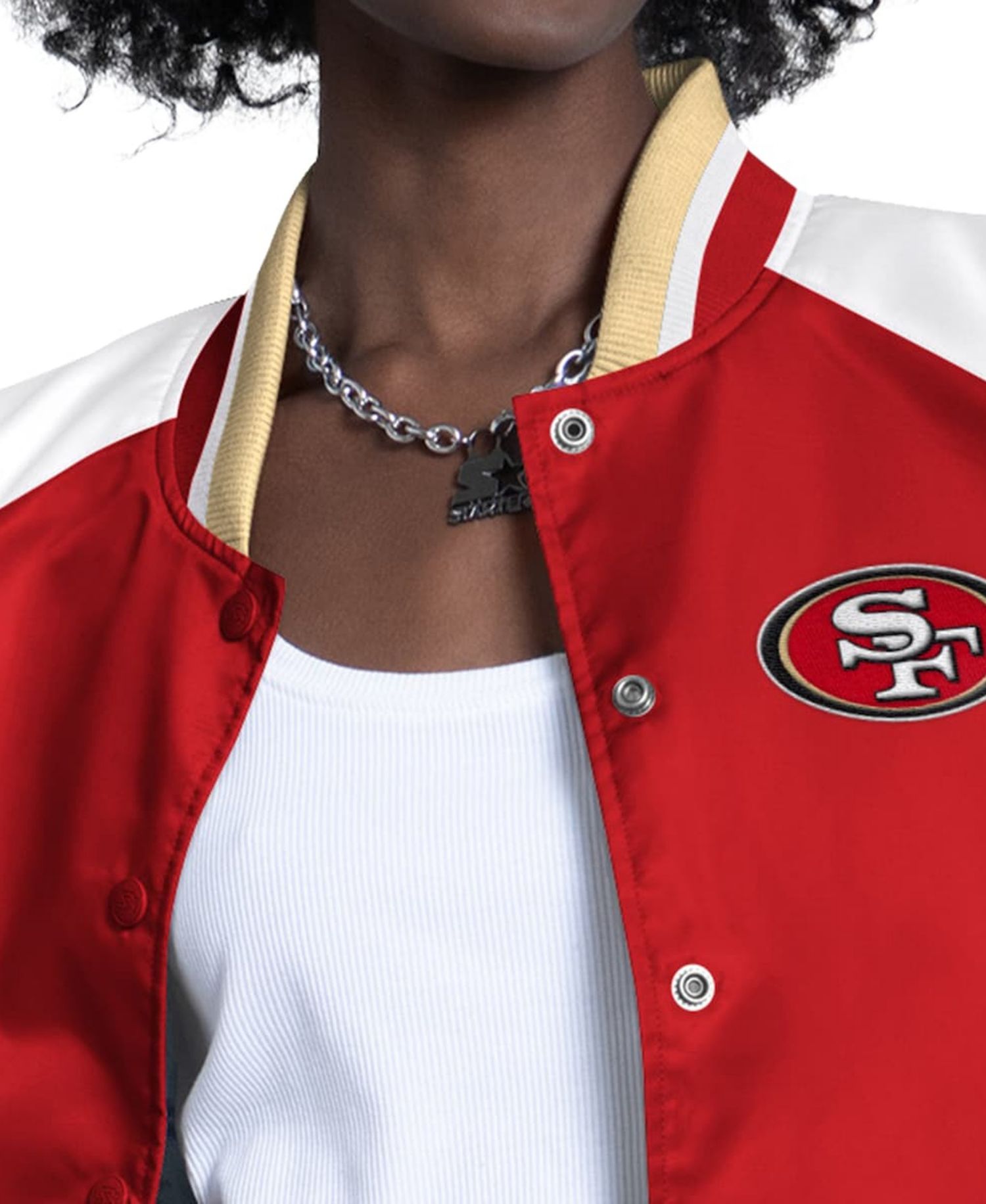 Women's Scarlet/White San Francisco 49ers Raglan Blitz Full-Snap Varsity Jacket