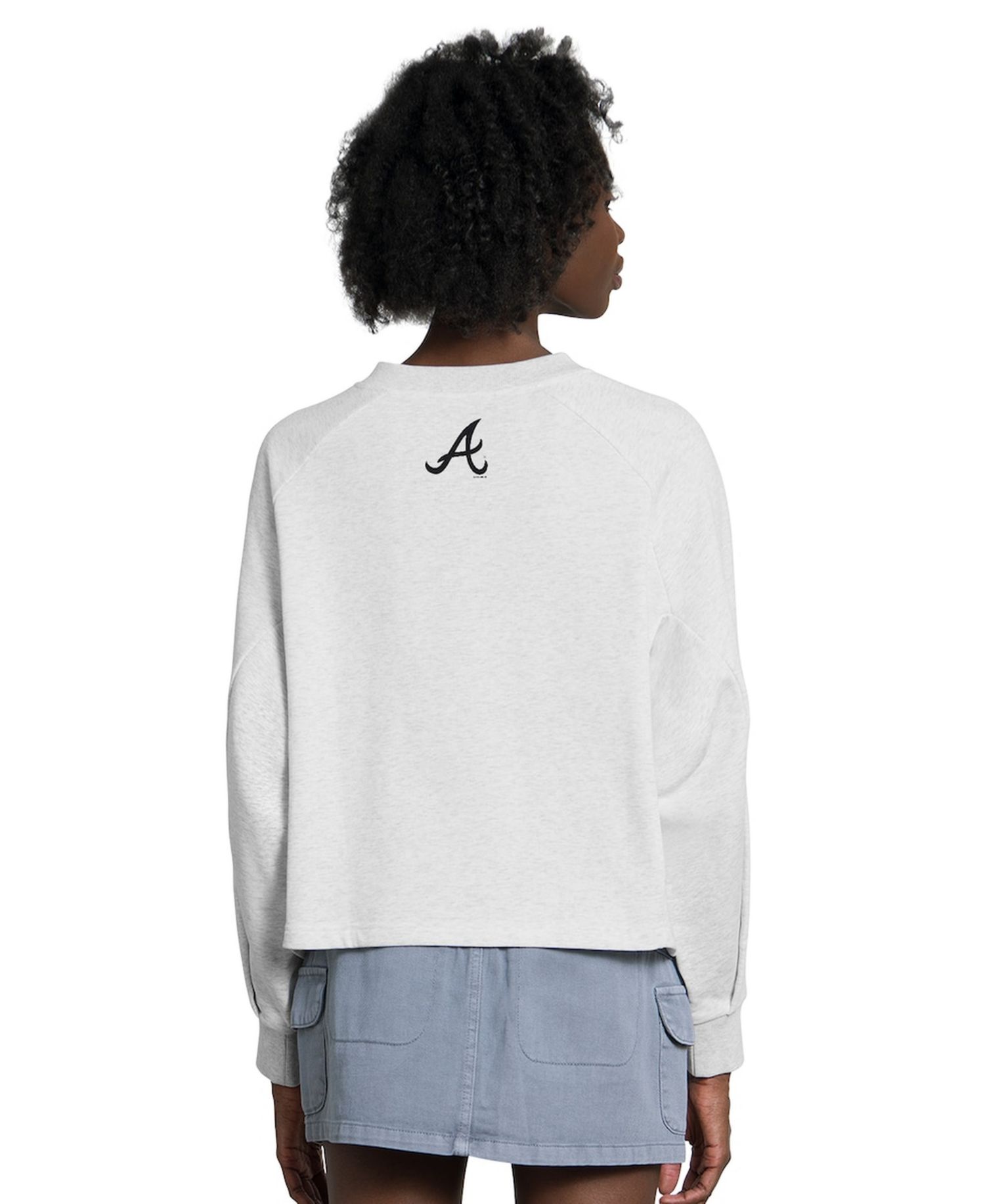 Women's Gray Atlanta Braves Show Up Fashion Cropped V-Neck Sweatshirt