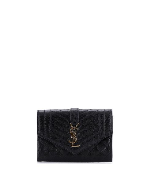 Pre-Owned Saint Laurent Small Classic Monogram Flap Wallet Mixed Matelasse Leather