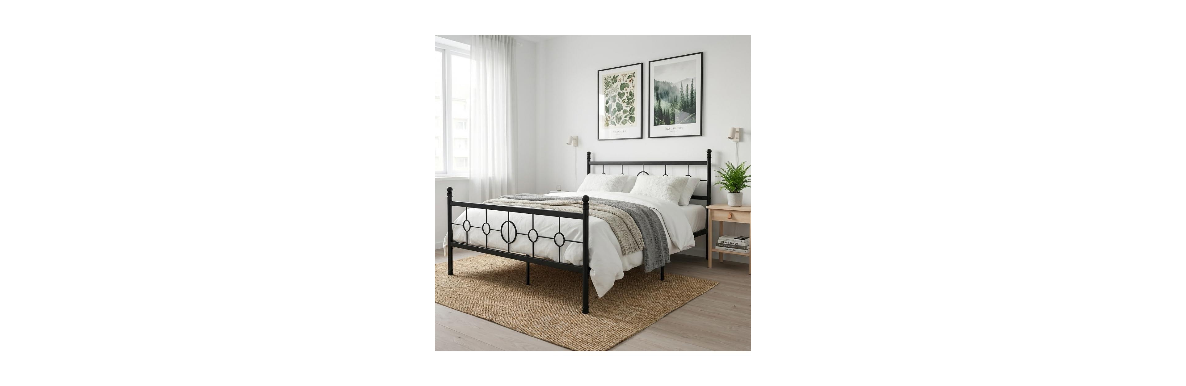 homfan Metal Bed Frame with Vintage Circular Headboard and Footboard, Heavy-Duty Iron Platform Bed, No Box Spring Needed