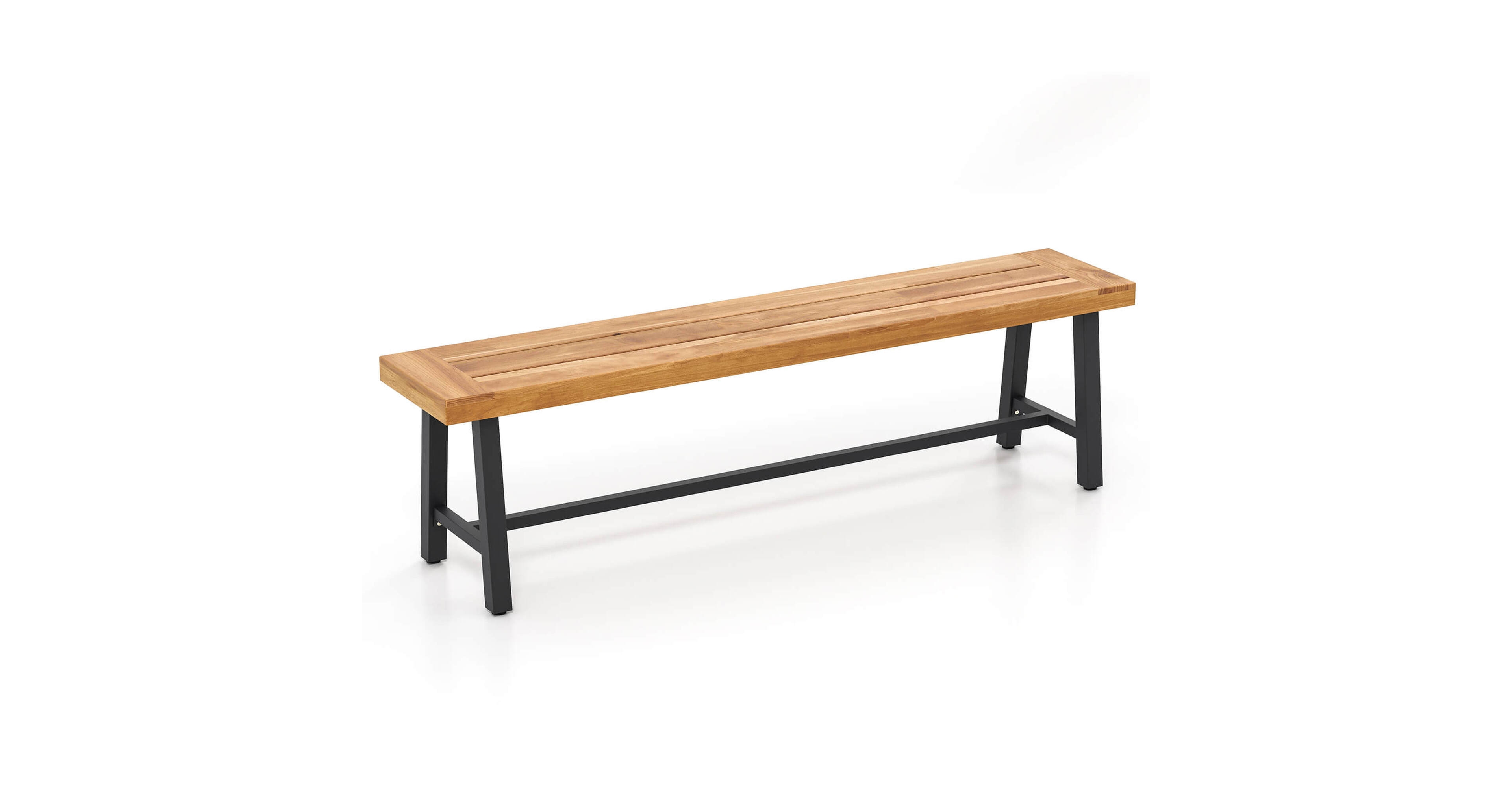 Costway 63" Long Outdoor Acacia Wood Bench Seats up to 3 Persons for Garden Porch