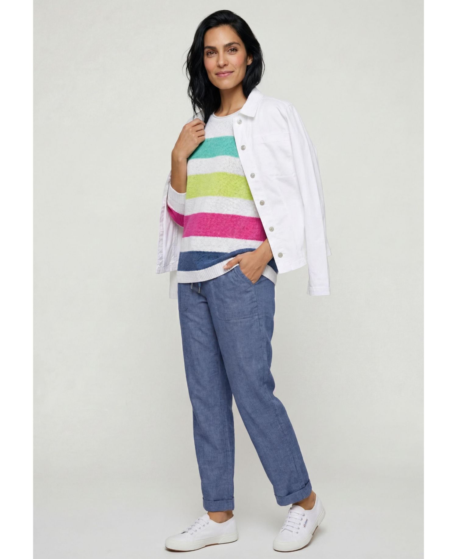 Women's Stripe Tape Yarn Sweater