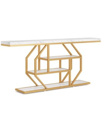 4-Tier Accent Console Table with Open Storage Shelves for Living Room Display