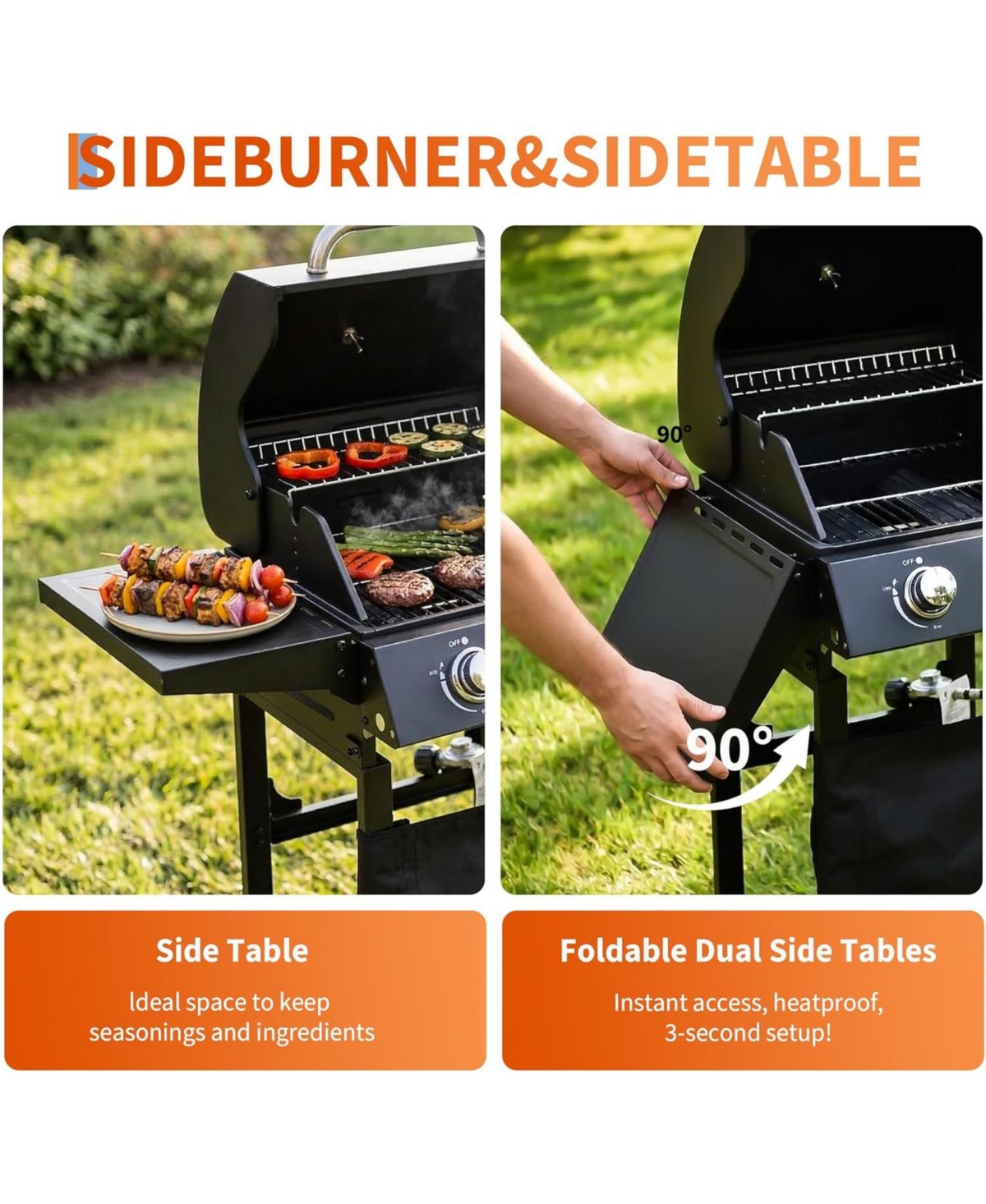 Xo 16000 Btu 2 Burner Propane Gas Griddle Convertible Stand/Tabletop with Weather-Resistant Hood for Backyard Camping
