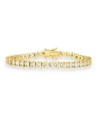 Radiant Alternating Round CZ and Polished Lined Bracelet