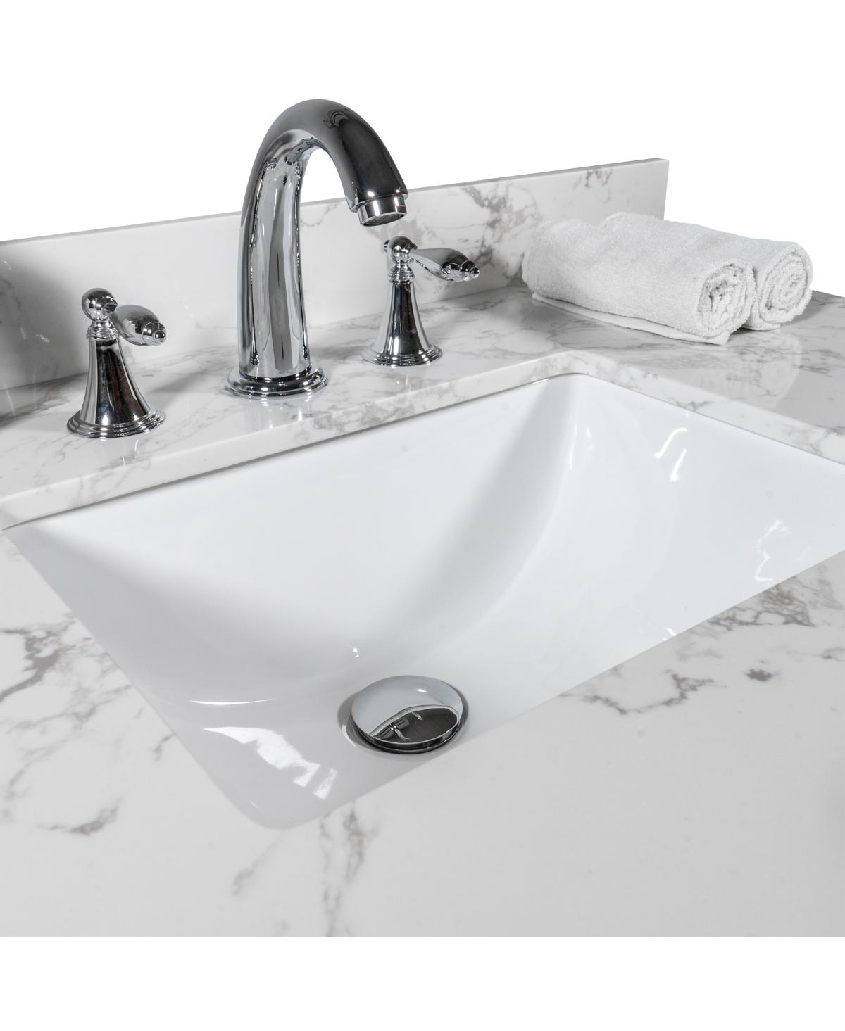 Sillysis 31/37/43 Inch Carrara Marble Stone Vanity Top with Ceramic Undermount Sink and Backsplash