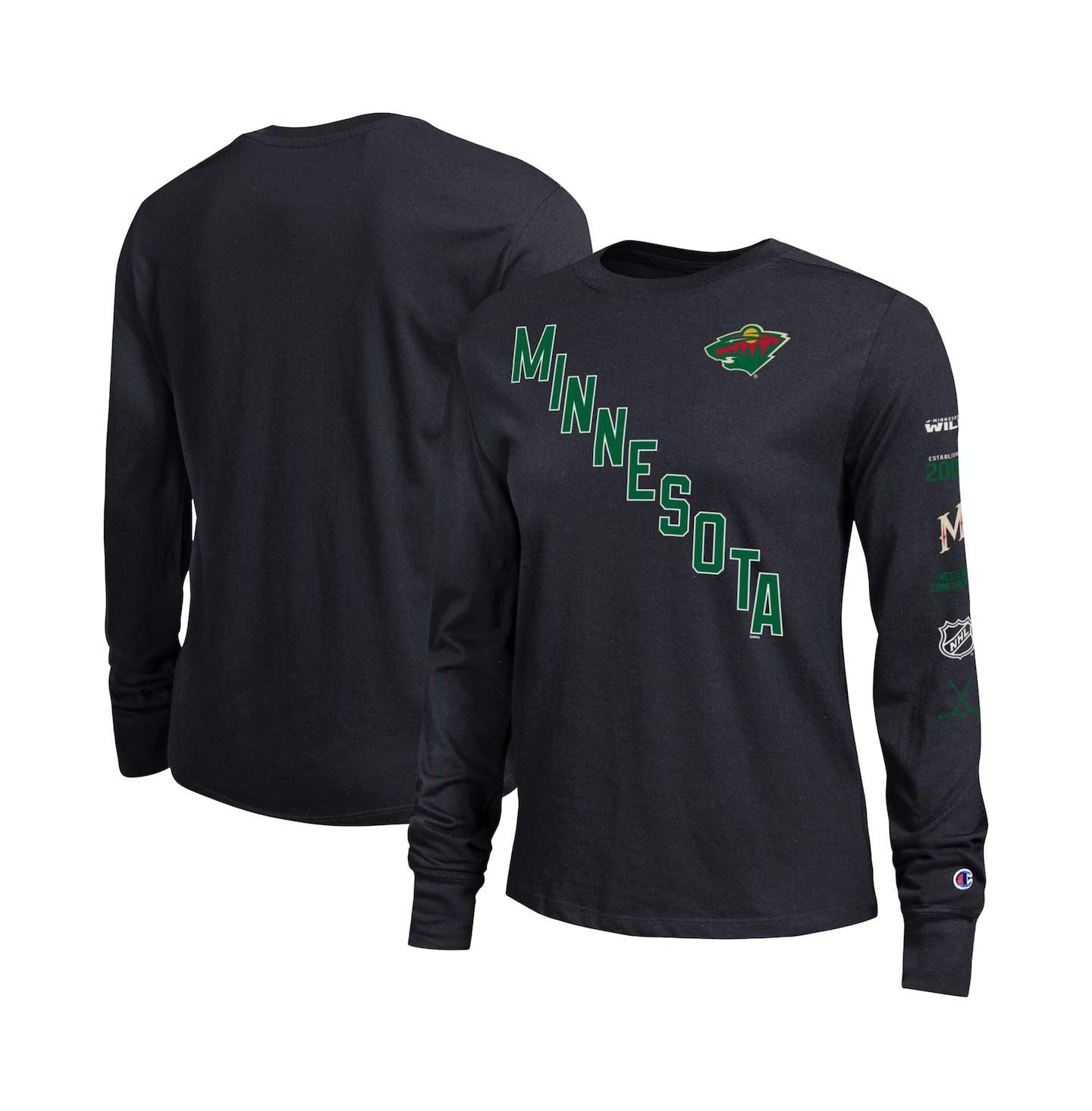 Женская футболка Champion Black Minnesota Wild 2-Hit Long Sleeve — фото 1