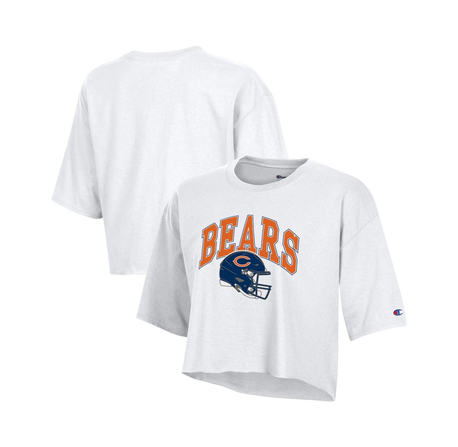 Women's White Chicago Bears Boyfriend Cropped T-Shirt