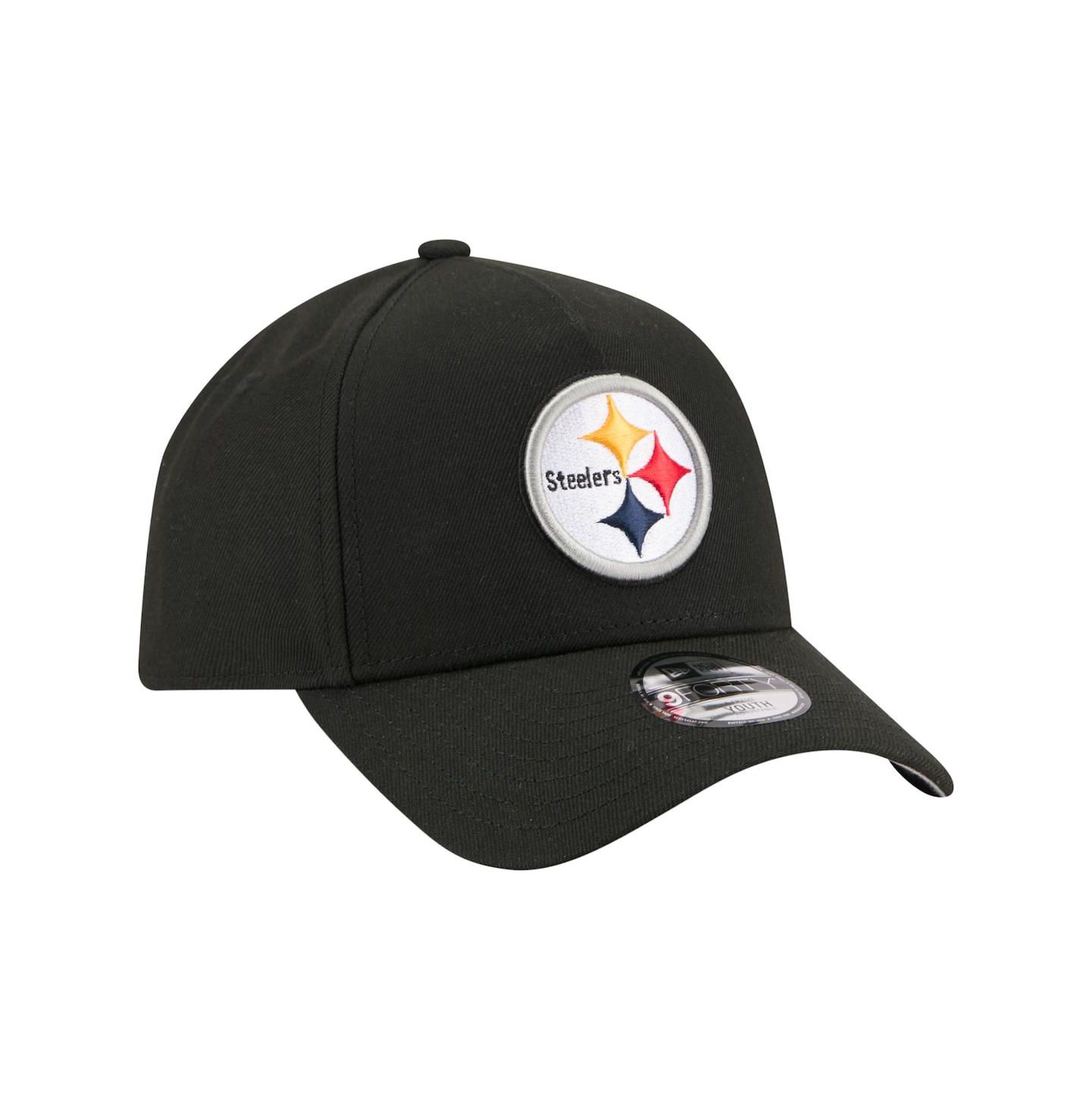 Детская кепка New Era Black Pittsburgh Steelers 9FORTY A-Frame Adjustable Hat — фото 4