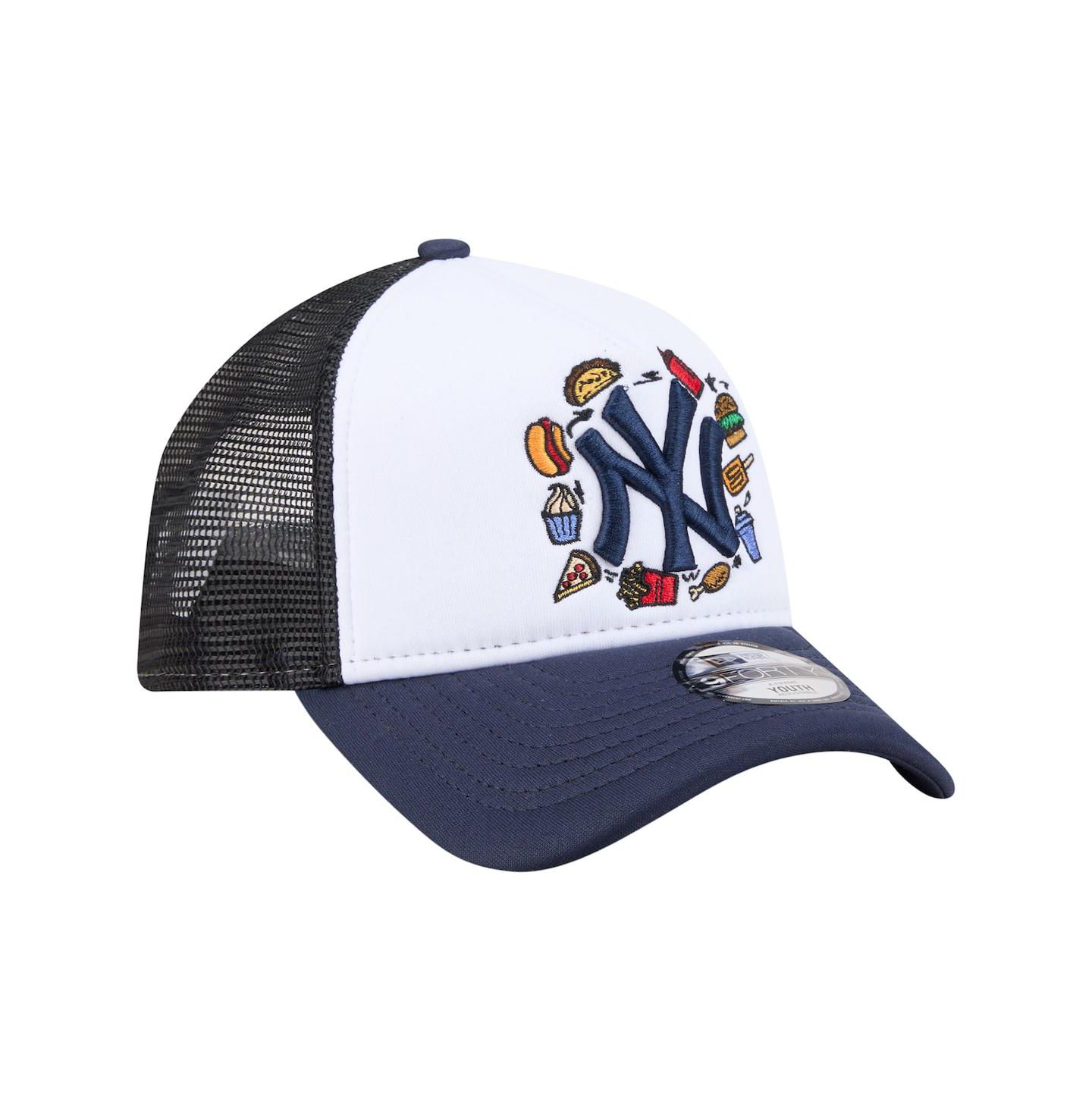 Детская кепка New Era White/Navy New York Yankees Food A-Frame 9FORTY Trucker Adjustable Hat — фото 4