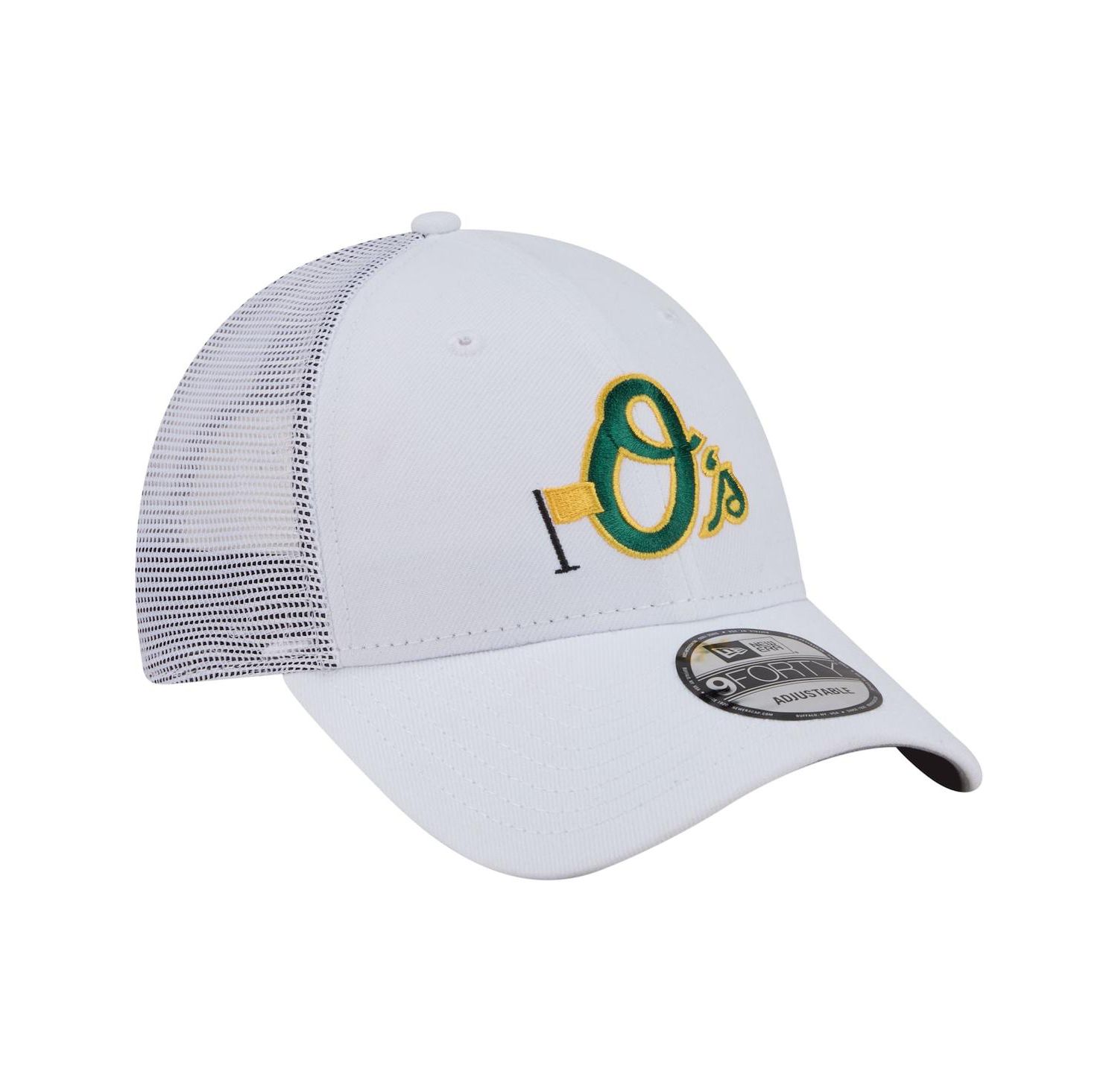 Men's White Baltimore Orioles Flag 9FORTY Trucker Adjustable Hat