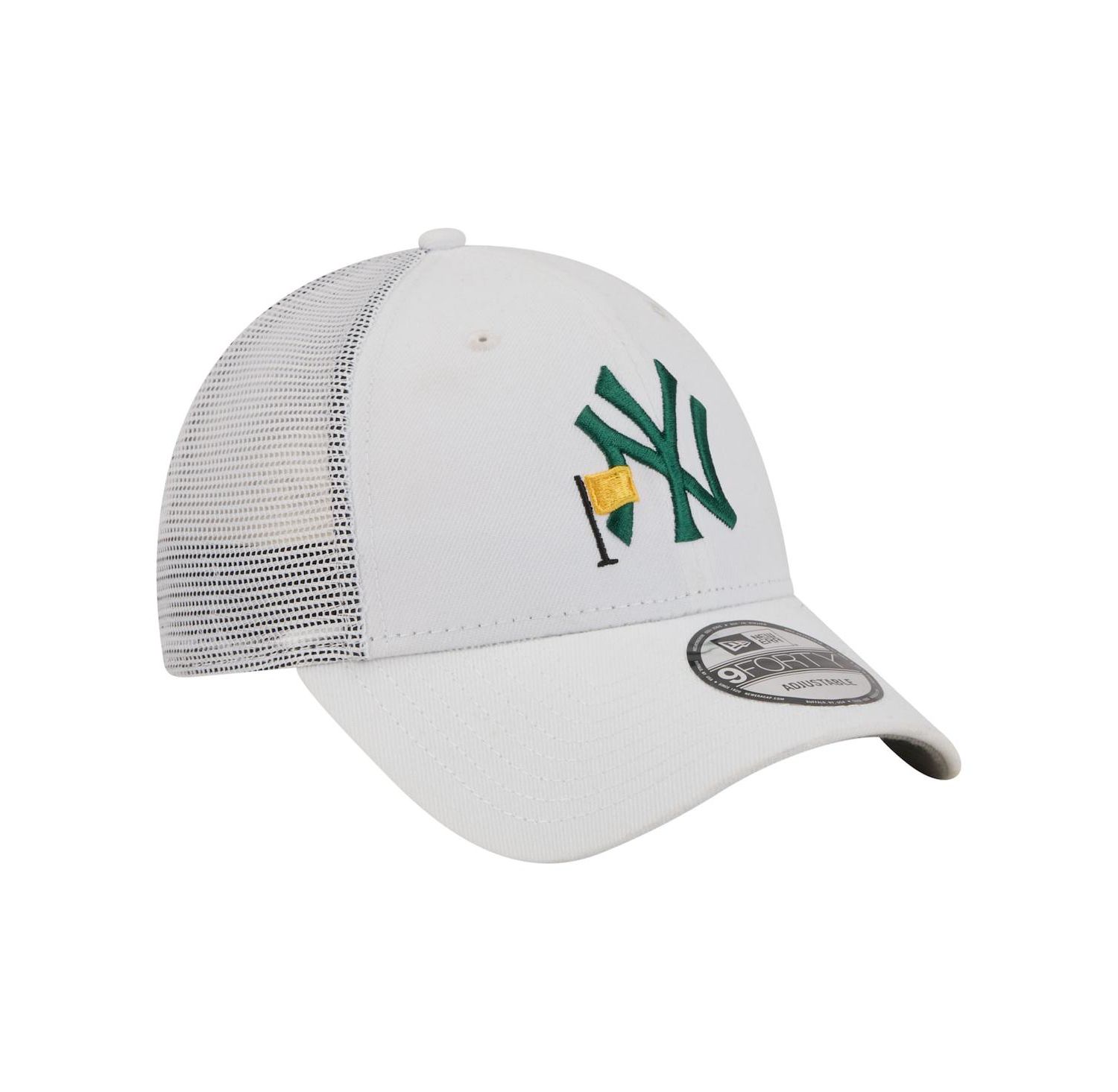 Men's White New York Yankees Flag 9FORTY Trucker Adjustable Hat