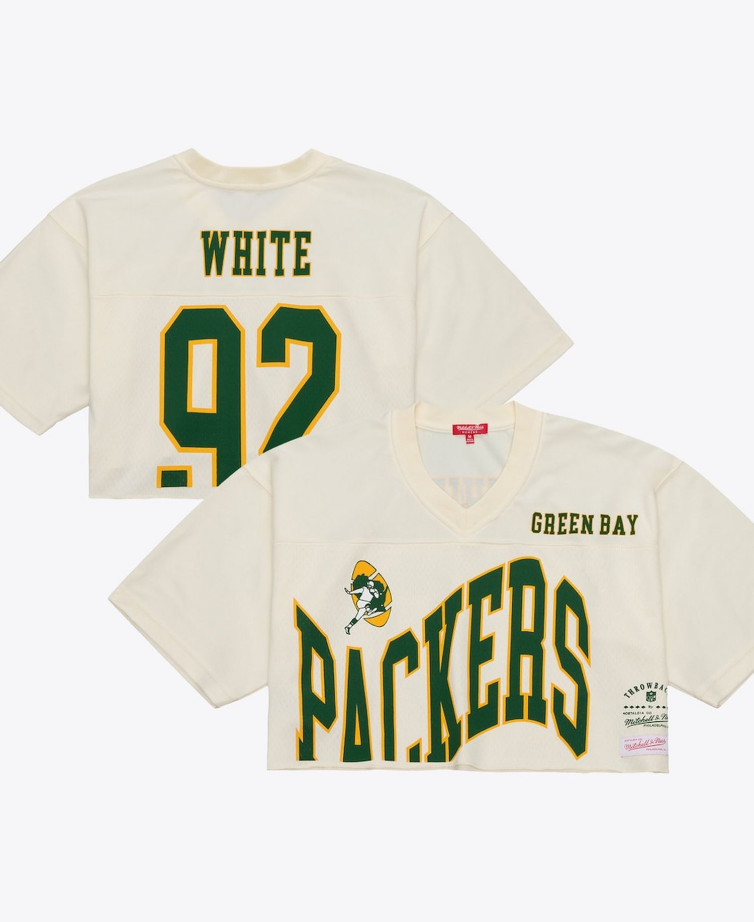 Women's Reggie White Cream Green Bay Packers Retired Player Cropped Fashion Jersey