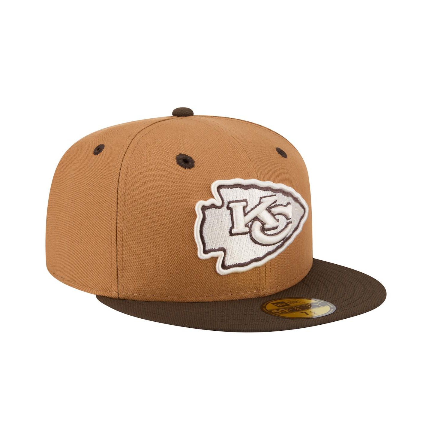 Мужская кепка New Era Light Brown/Dark Brown Kansas City Chiefs Two-Tone Walnut 59FIFTY Fitted Hat — фото 4