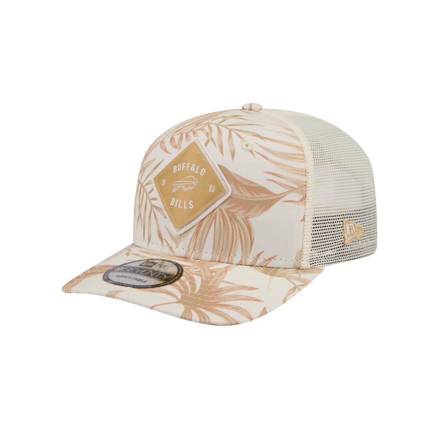 Men's Tan Buffalo Bills Tonal Palm COOLERA 9SEVENTY Adjustable Trucker Hat