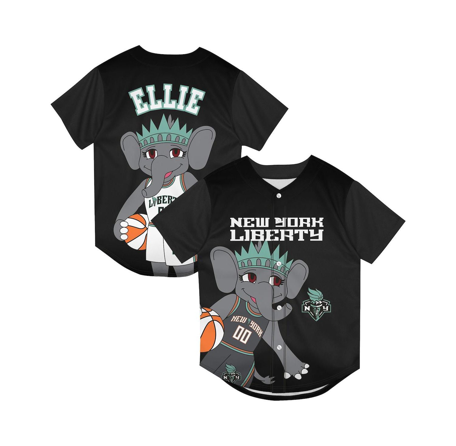 Big Boys and Girls Black New York Liberty Mascot Friend Mesh Fashion Jersey