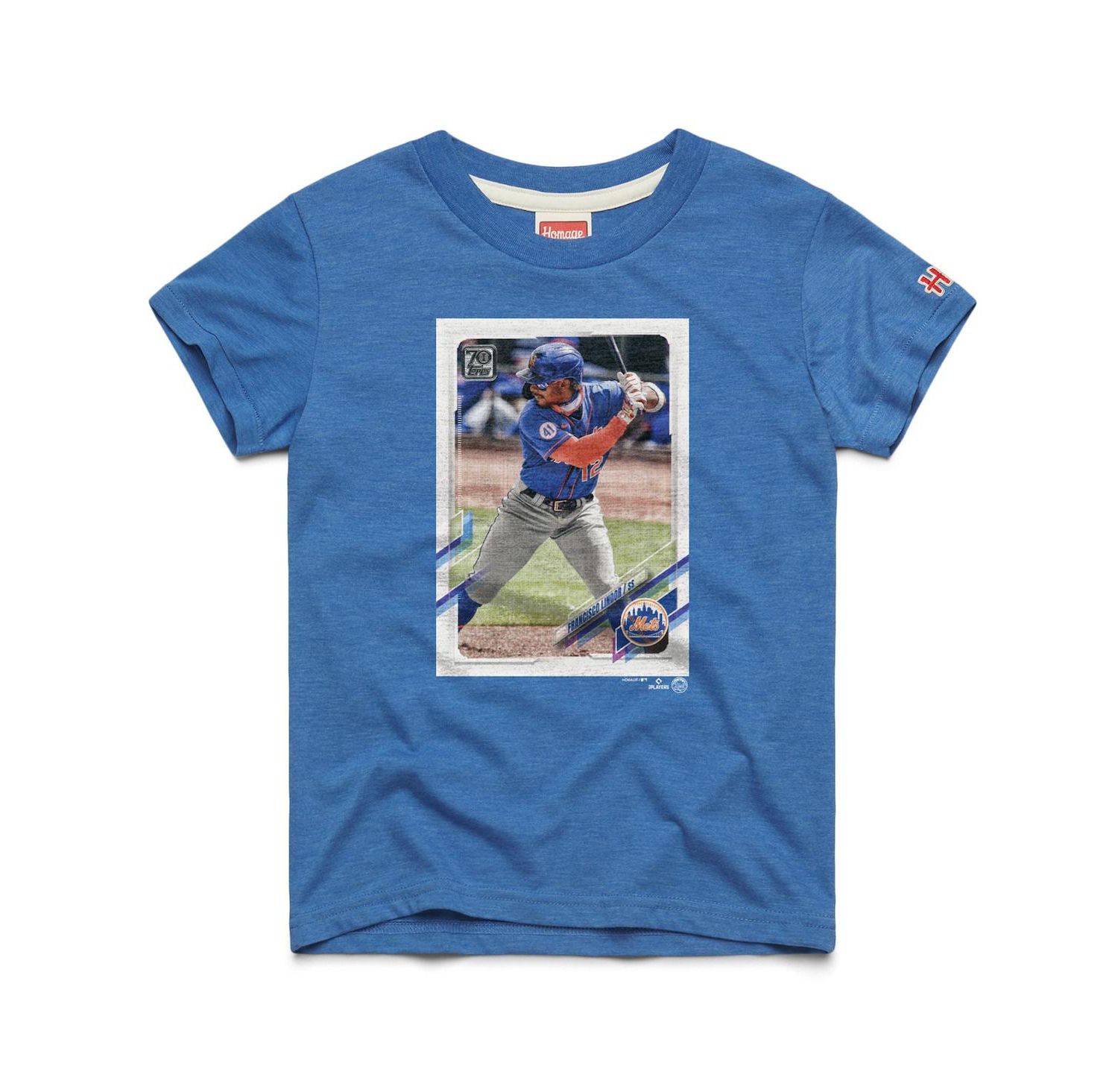 Big Boys and Girls Francisco Lindor Royal New York Mets Topps Baseball Card Tri-Blend T-Shirt