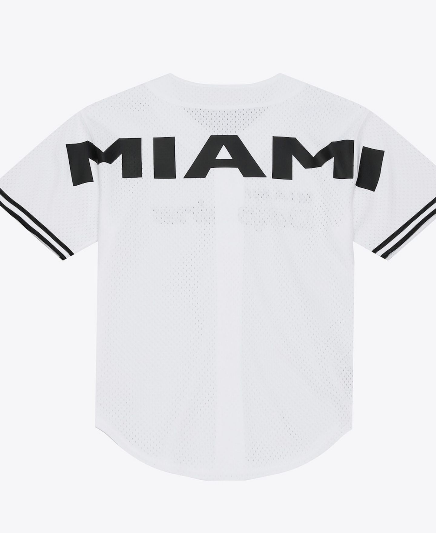 Мужской топ Mitchell & Ness White Miami Dolphins Monochrome Mesh Full-Button Baseball Jersey — фото 5