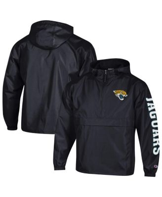 Men's Black Jacksonville Jaguars Packable Hooded Windbreaker Half-Zip Jacket