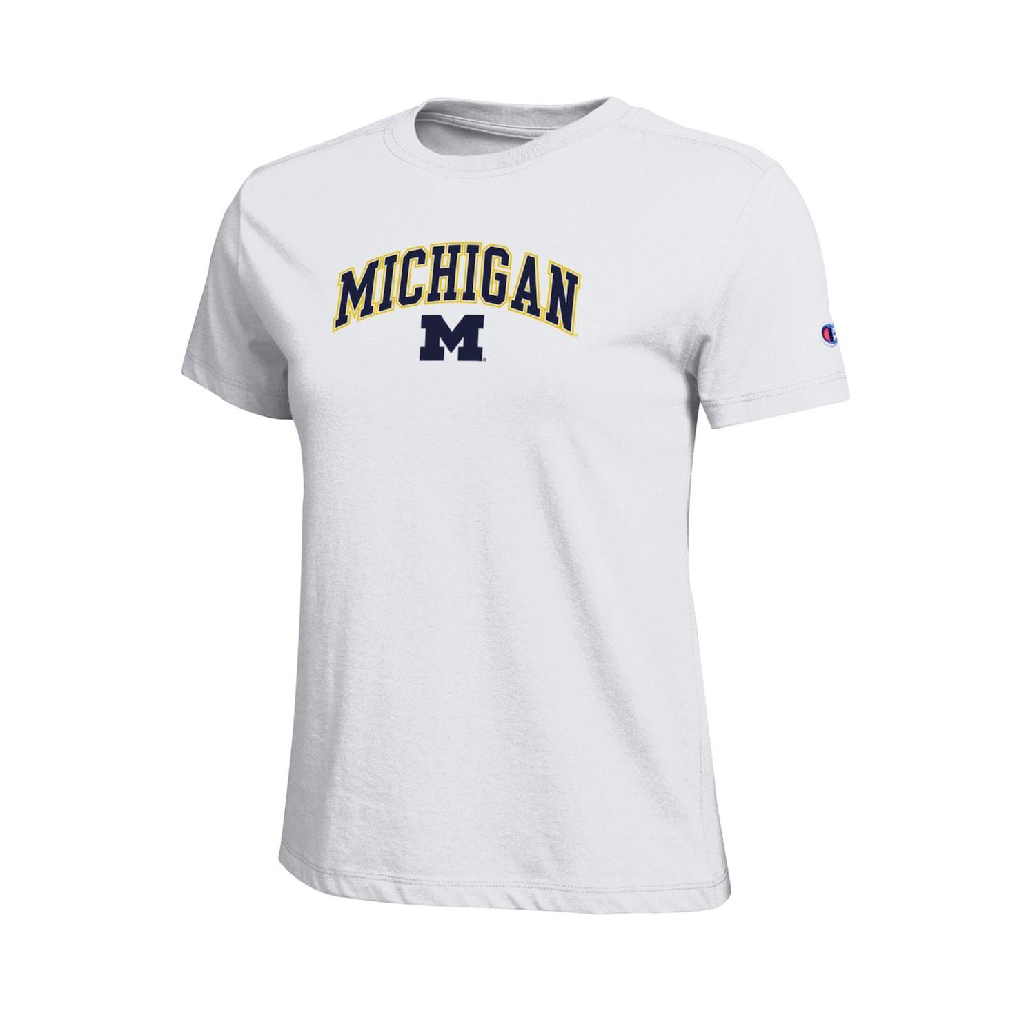 Women's White Michigan Wolverines Arched Over Logo T-Shirt
