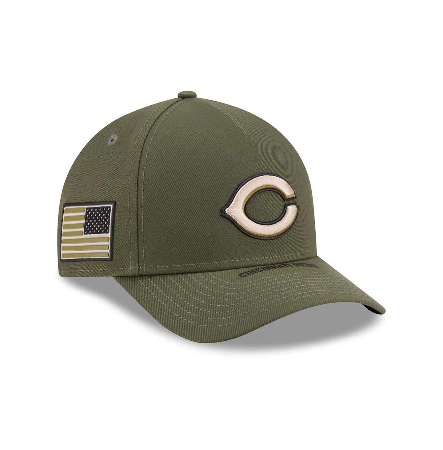 Детская кепка New Era Olive Cincinnati Reds 2026 Armed Forces Day 9FORTY M-Crown Adjustable Hat — фото 1