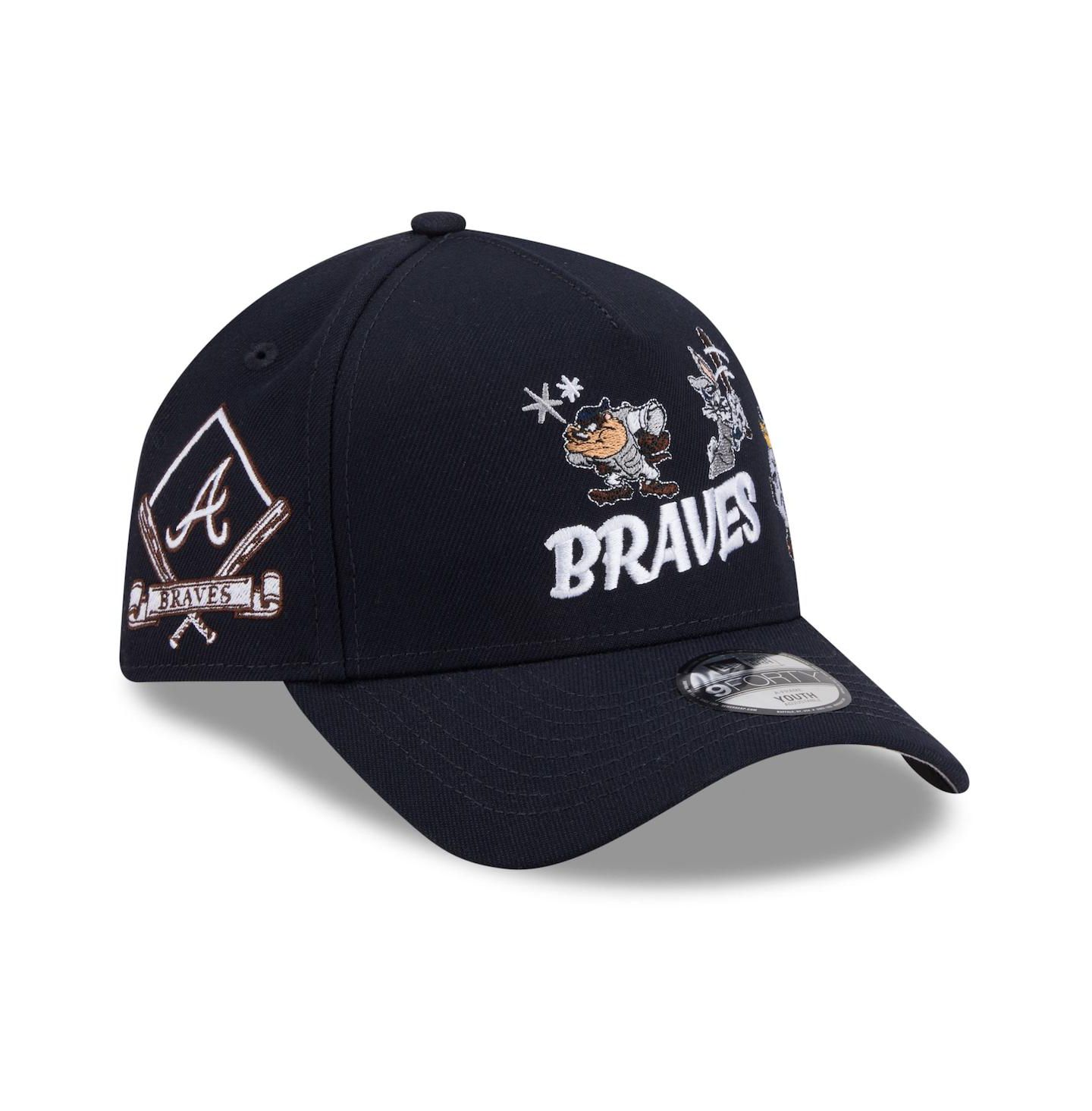 Детская кепка New Era Navy Atlanta Braves Looney Tunes A-Frame 9FORTY Adjustable Hat — фото 1