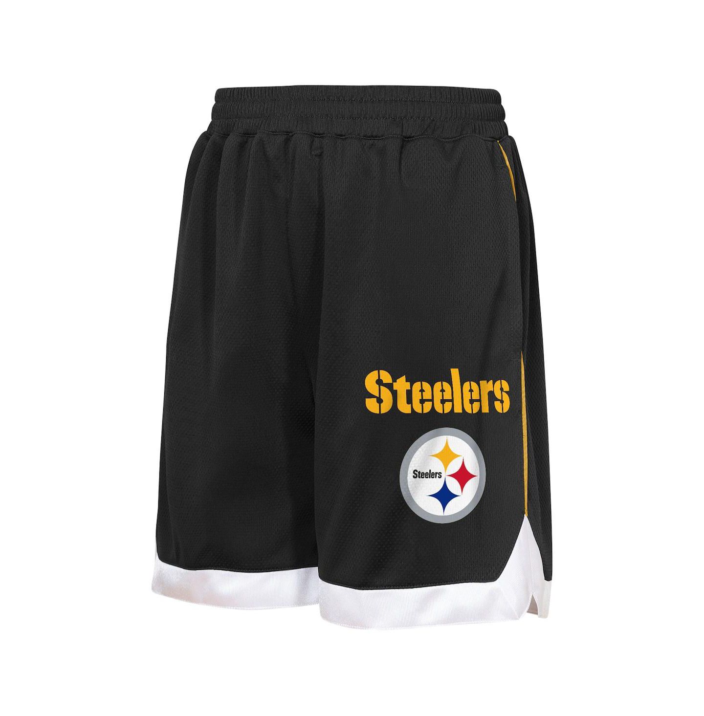 Детские сетчатые шорты Outerstuff Pittsburgh Steelers All Star, чёрные — фото 3